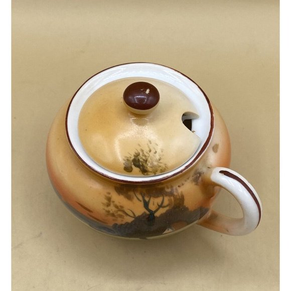 Noritake Morimura Hand Painted Lidded Mustard Tree & House Scene - Picture 11 of 12